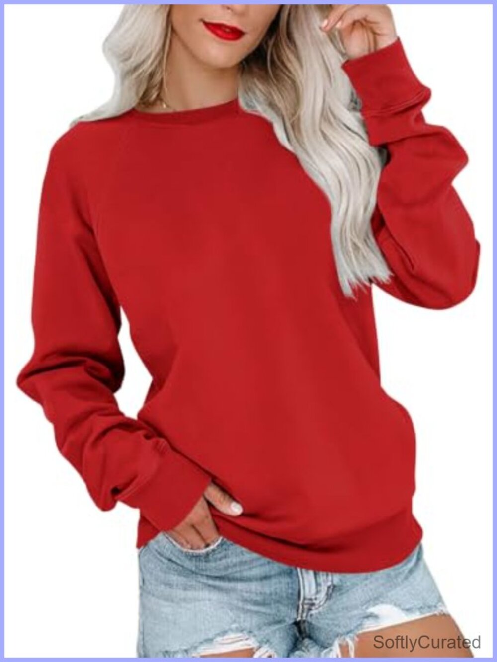 Womens Long Sleeve Crew Neck Pullover Sweatshirt Oversized Casual Top